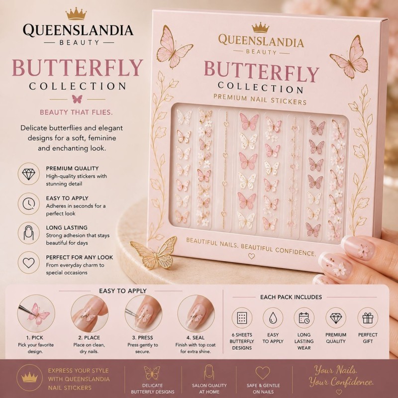 Queenslandia Butterfly Collection | Premium Butterfly Nail Stickers.