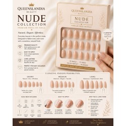 Queenslandia Nude Collection Premium Press-On Nails | 24-Piece Luxury Nail Kit.