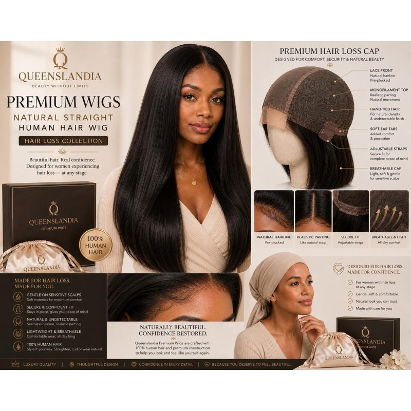 Natural Straight Human Hair Wig | Hair Loss Solutions | Queenslandia