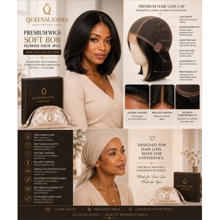 Soft Bob Human Hair Wig | Hair Loss Solutions | Queenslandia