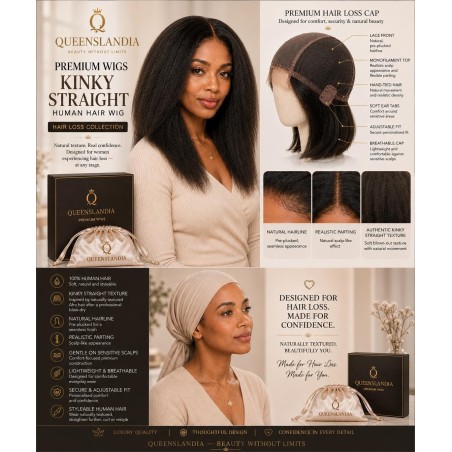 Kinky Straight Human Hair Wig for Hair Loss | Queenslandia