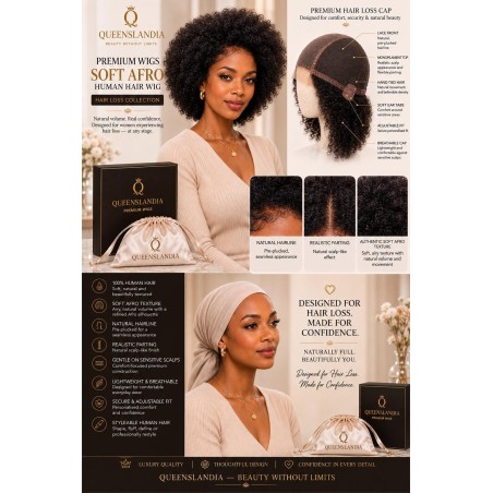Soft Afro Human Hair Wig for Hair Loss | Queenslandia