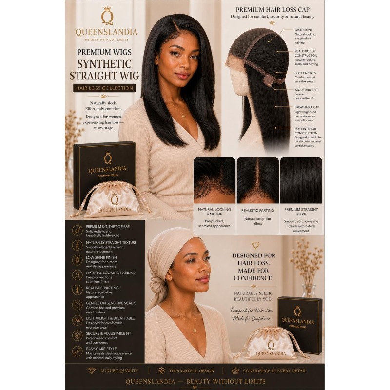 Premium Synthetic Straight Wig for Hair Loss | Queenslandia