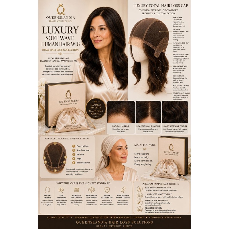 Luxury Soft Wave Human Hair Wig for Hair Loss | Queenslandia