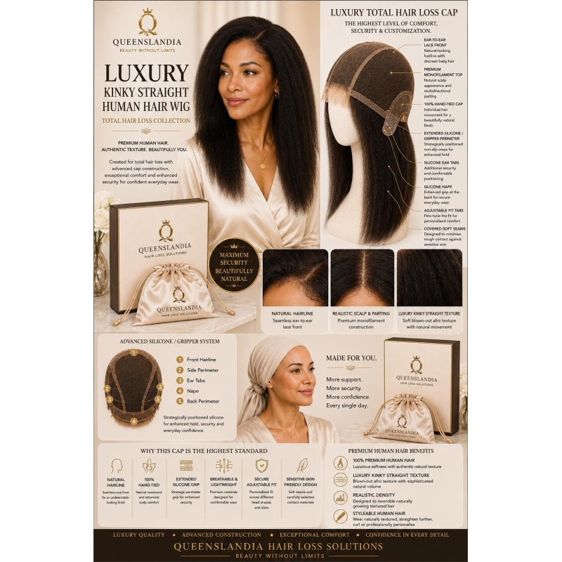 Luxury Kinky Straight Human Hair Wig | Queenslandia