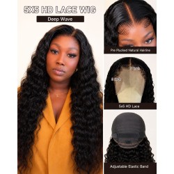 HD 5*5 Deep Wave  Wig,  Double Drawn 200%  Density