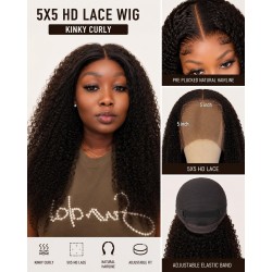 HD 5*5 kinky curly Wig, Double Drawn 200% Density