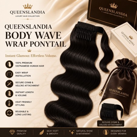 Queenslandia Body Wave Wrap Ponytail | Premium Vietnamese Human Hair Ponytail Extension