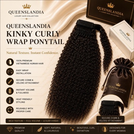 Queenslandia Kinky Curly Wrap Ponytail | Premium Vietnamese Human Hair Ponytail Extension