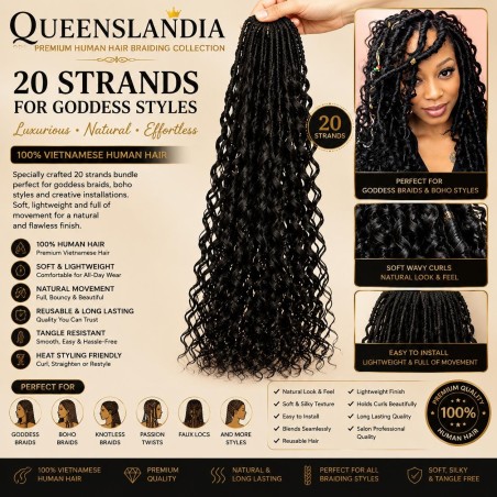 20 Strands Goddess Locs | Premium Boho Faux Locs Extensions | Queenslandia