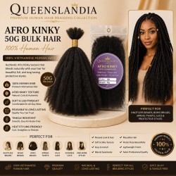 Afro Kinky 50g Human Hair | Premium Textured Braiding Hair | Queenslandia