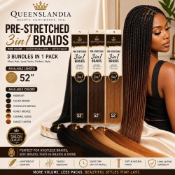 Queenslandia Pre-Stretched 3in1 Braids 52" | Premium Synthetic Braiding Hair