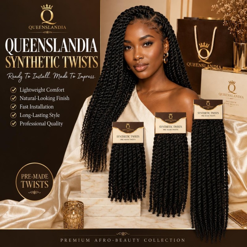 Queenslandia Synthetic Twists | Pre-Made Twists for Protective Styles