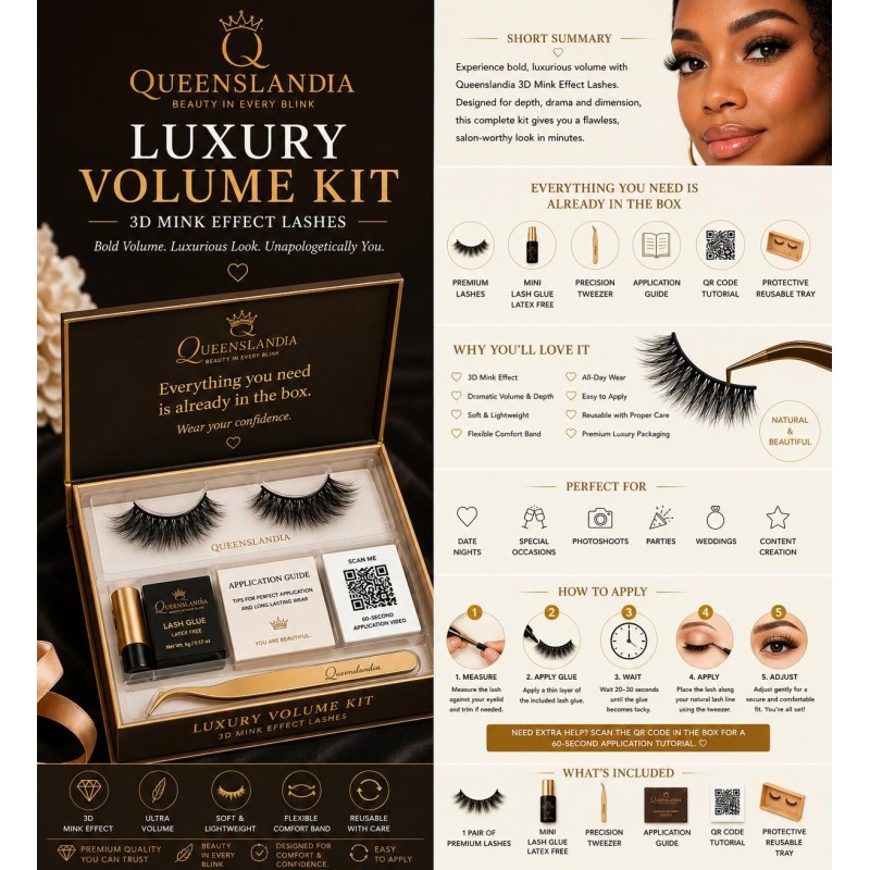 Queenslandia Luxury Volume Kit | Premium Reusable Volume Lash Kit.