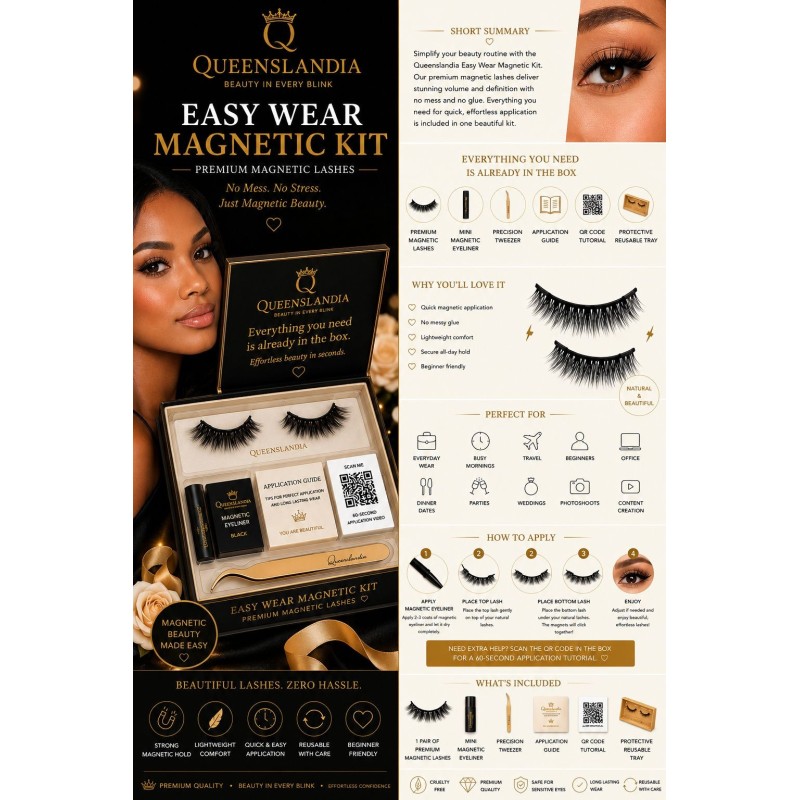 Queenslandia Easy Wear Magnetic Kit | Premium Magnetic Lash Kit.